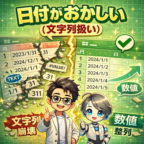 【トラブルクリニック #10】日付がおかしい（文字列扱い）