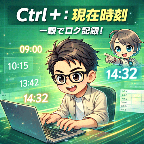 ウルトラテクニック#14 Ctrl ＋ ： 現在時刻